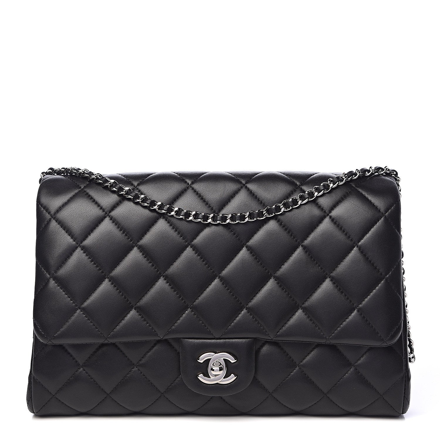 Chanel Lambskin Quilted Clutch With Chain Flap Black 1 of 10