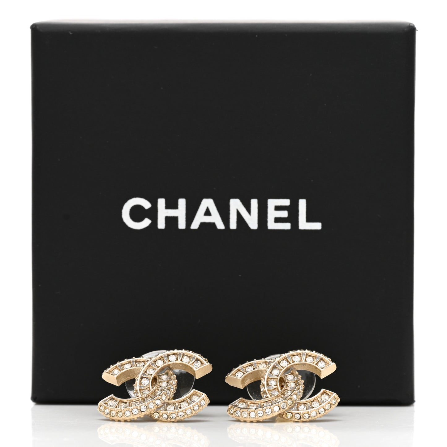 Crystal Timeless CC Earrings Light Gold