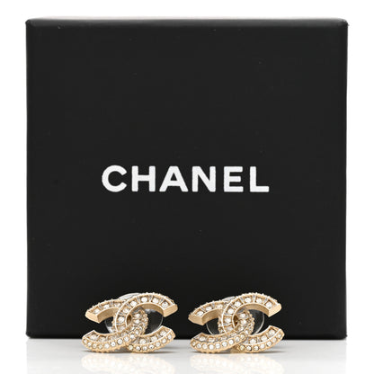 Chanel Crystal Timeless CC Earrings Light Gold 5 of 5