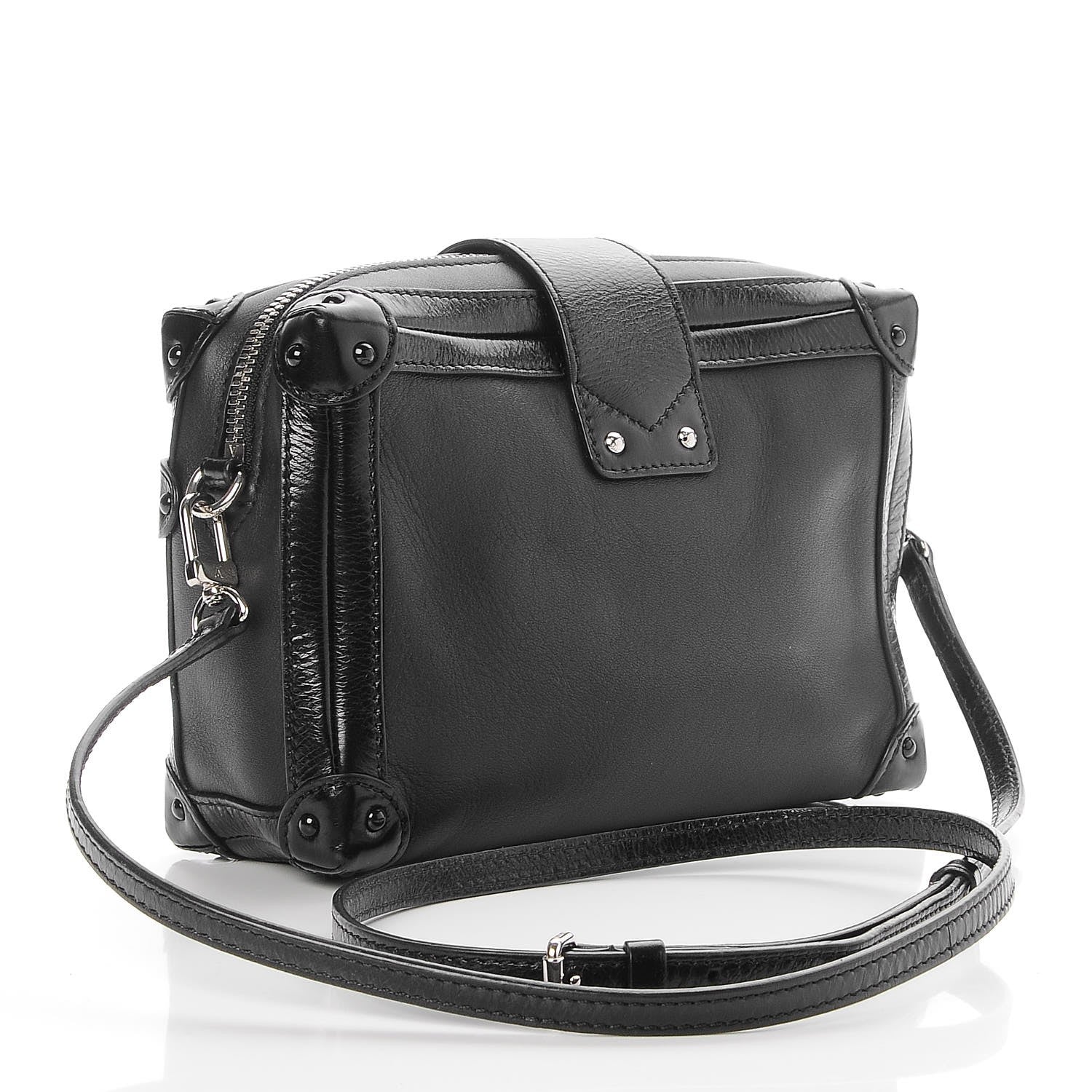 Louis Vuitton Calfskin Petite Malle Soft MM Black 3 of 7