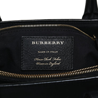 Burberry Grainy Calfskin House Check Medium Banner Tote Black 6 of 11