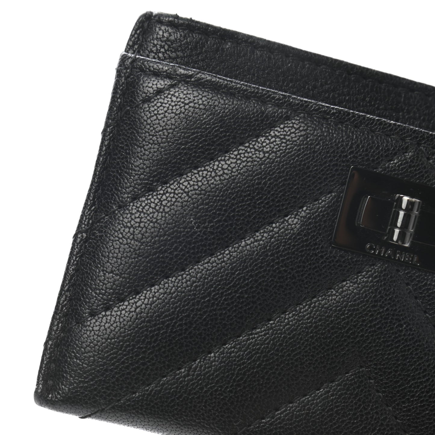 Sheepskin Chevron Quilted Reissue Card Holder So Black