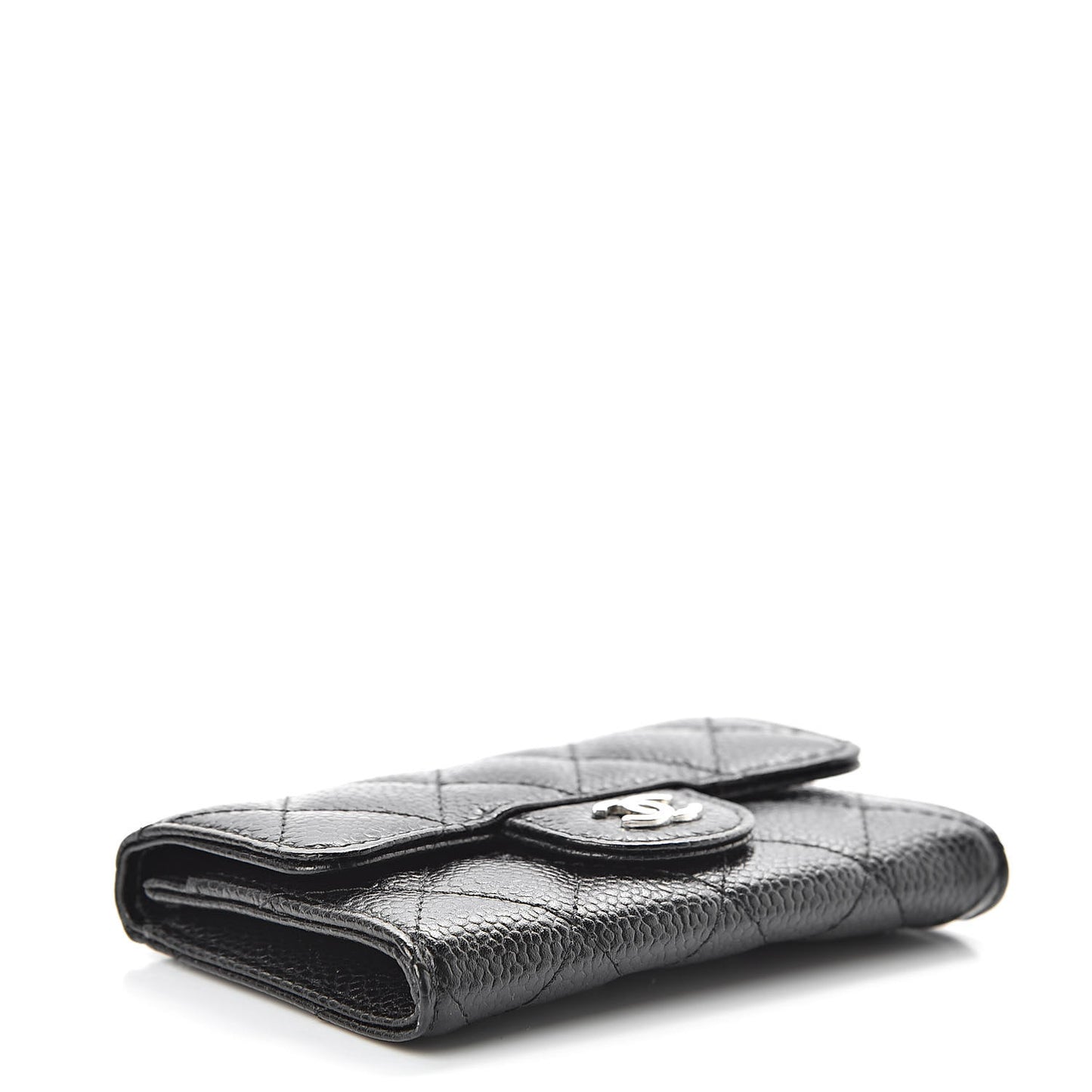 Caviar Quilted Flap Card Holder Black