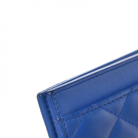 Chanel Lambskin Quilted Card Holder Wallet Blue 10 of 13