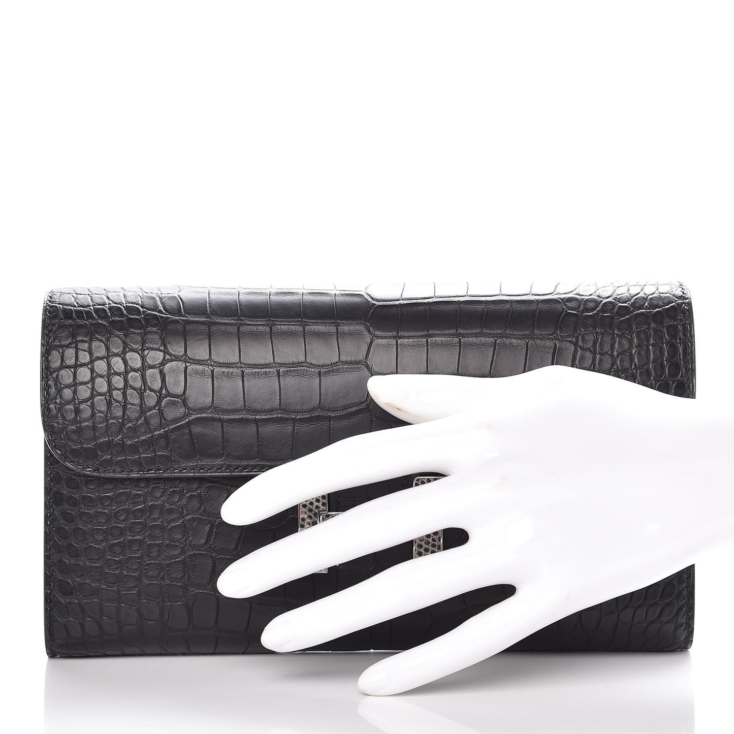 Matte Alligator Lizard Constance Wallet Black Ombre