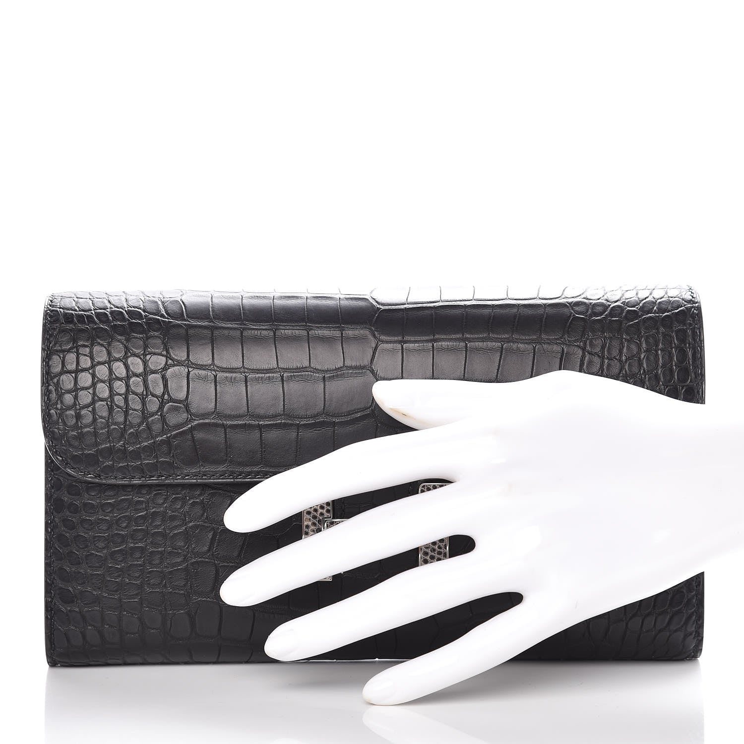 Hermes Matte Alligator Lizard Constance Wallet Black Ombre 2 of 10