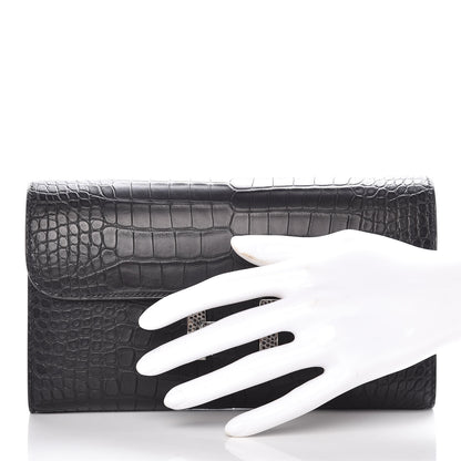 Hermes Matte Alligator Lizard Constance Wallet Black Ombre 2 of 10
