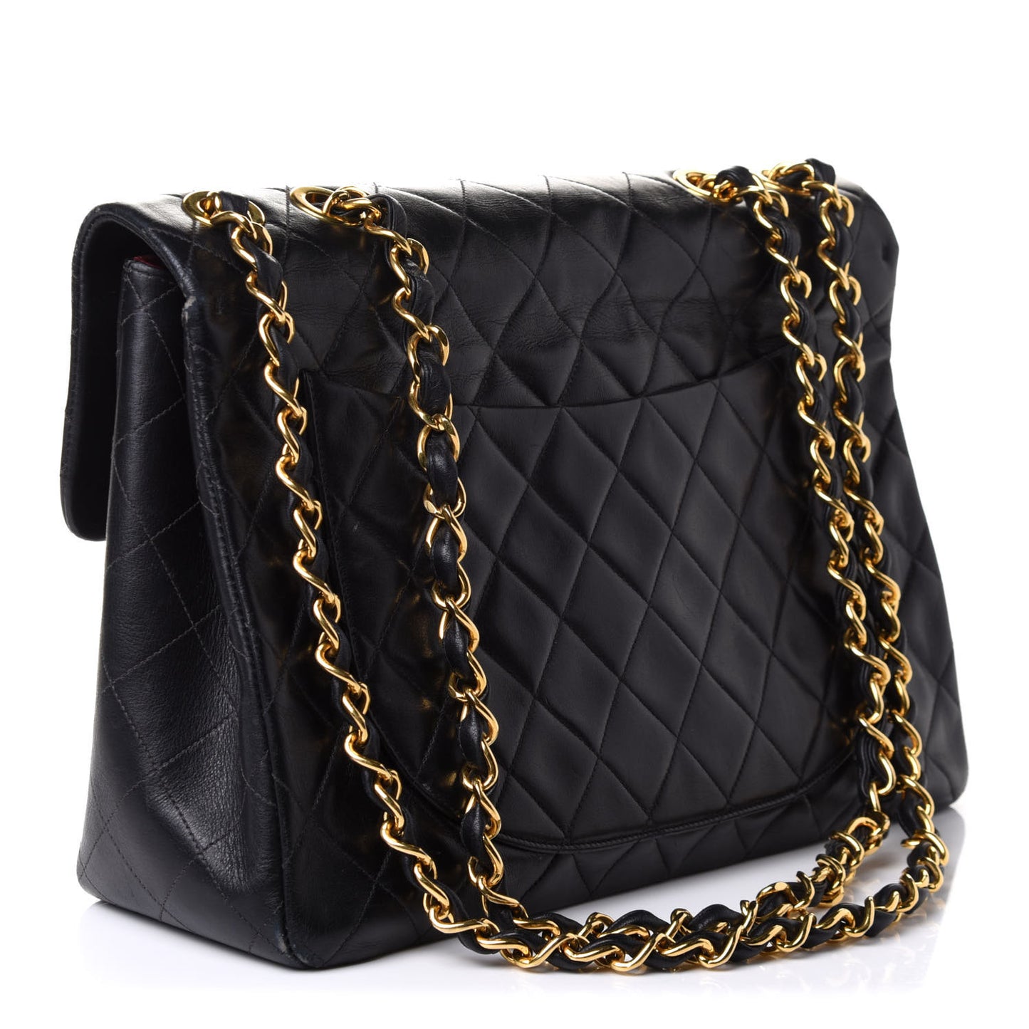 Lambskin Quilted XL Jumbo Single Flap Black