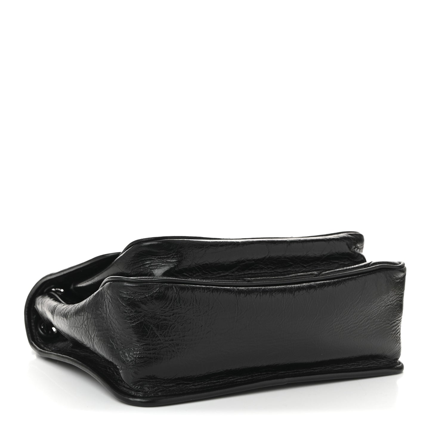 Crinkled Calfskin Matelasse Monogram Medium Niki Chain Satchel Black
