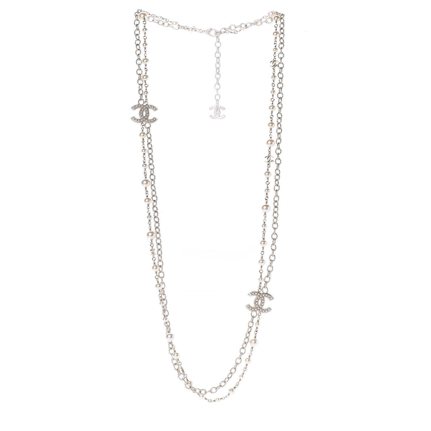 Chanel Graduated Pearl CC Long Necklace Light Gold 3 of 5