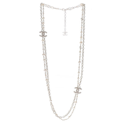 Chanel Graduated Pearl CC Long Necklace Light Gold 3 of 5