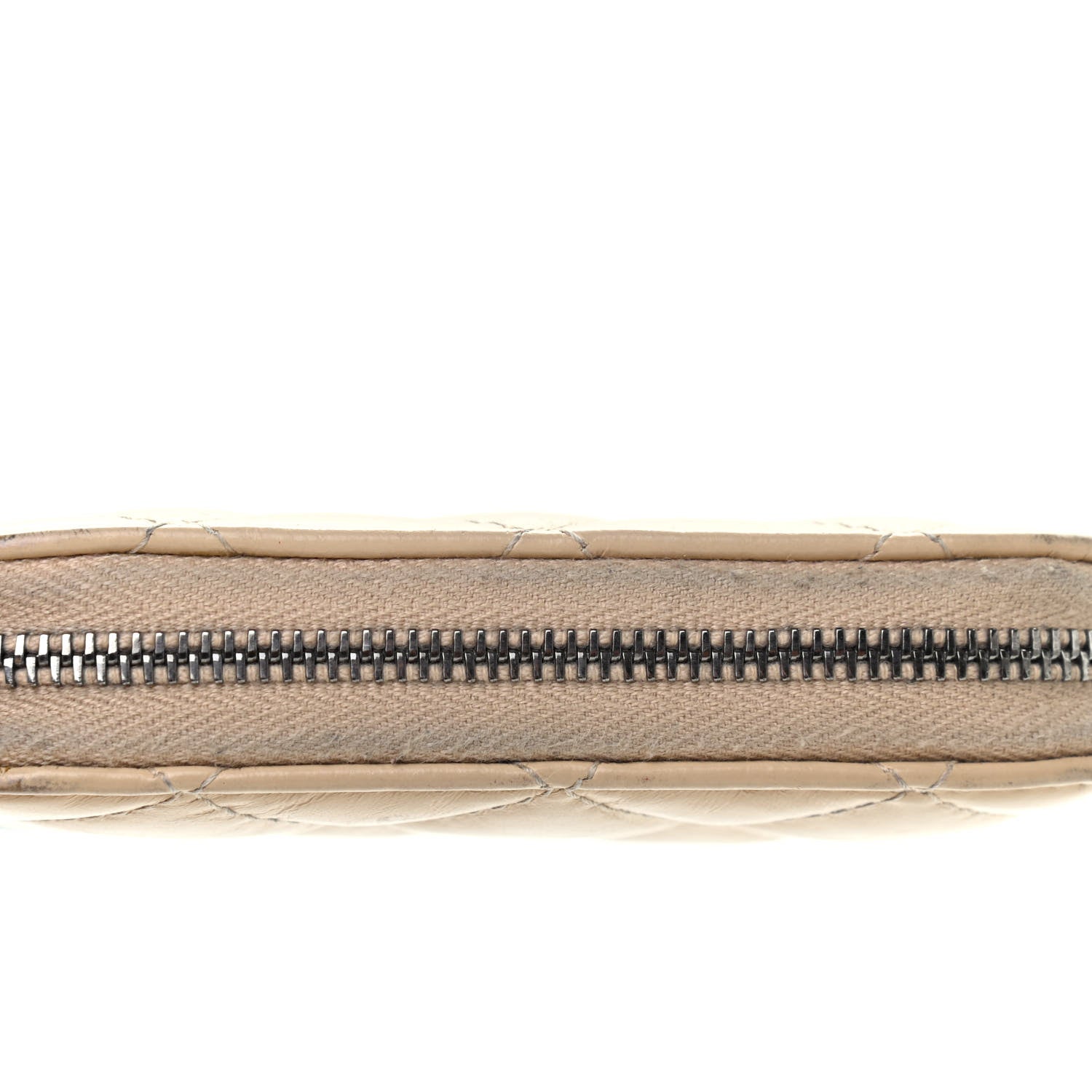 Chanel Aged Calfskin Quilted Gabrielle Zip Around Coin Purse Wallet Beige Black 9 of 12