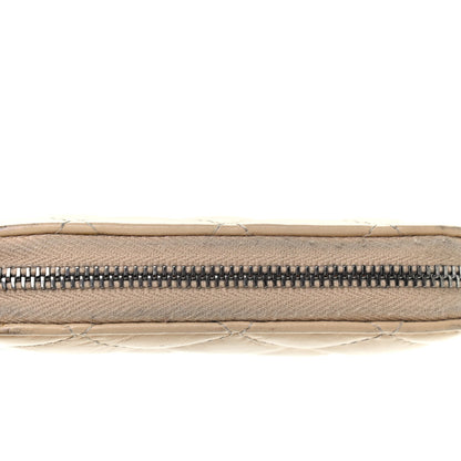 Chanel Aged Calfskin Quilted Gabrielle Zip Around Coin Purse Wallet Beige Black 9 of 12