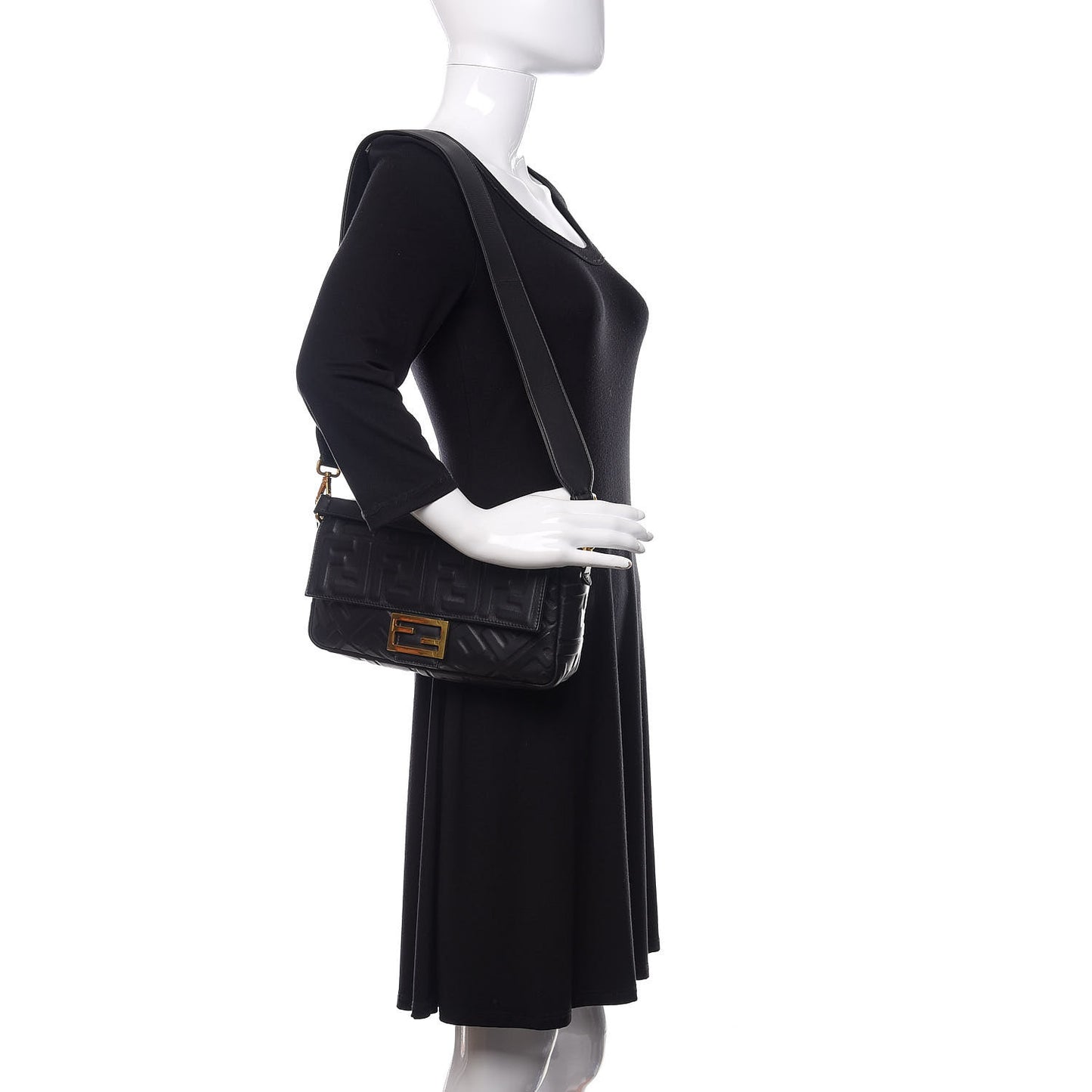 Nappa FF 1974 Embossed Baguette Black