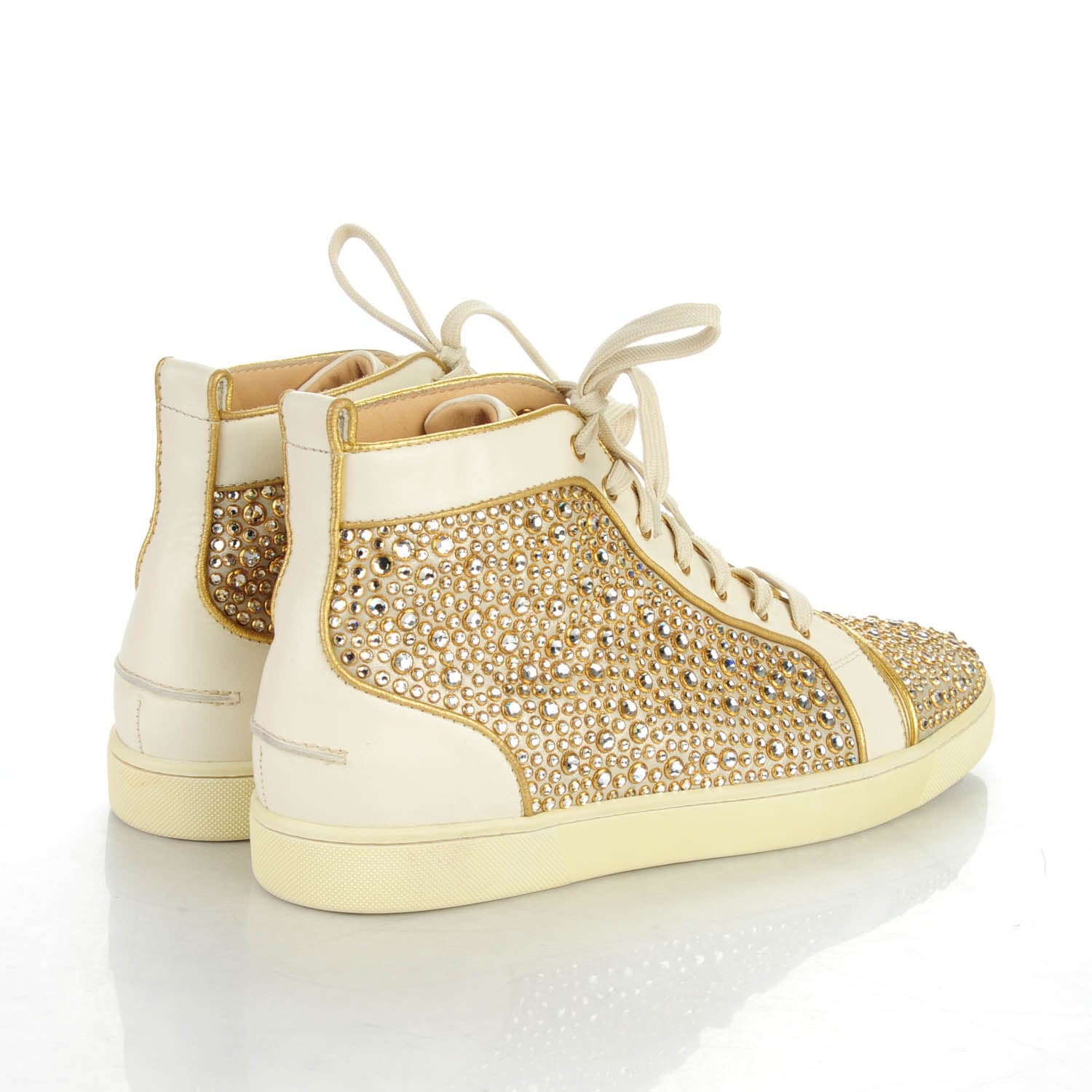 Christian Louboutin Mens Strass Louis Flat Sneakers 46.5 Off White Gold 4 of 8