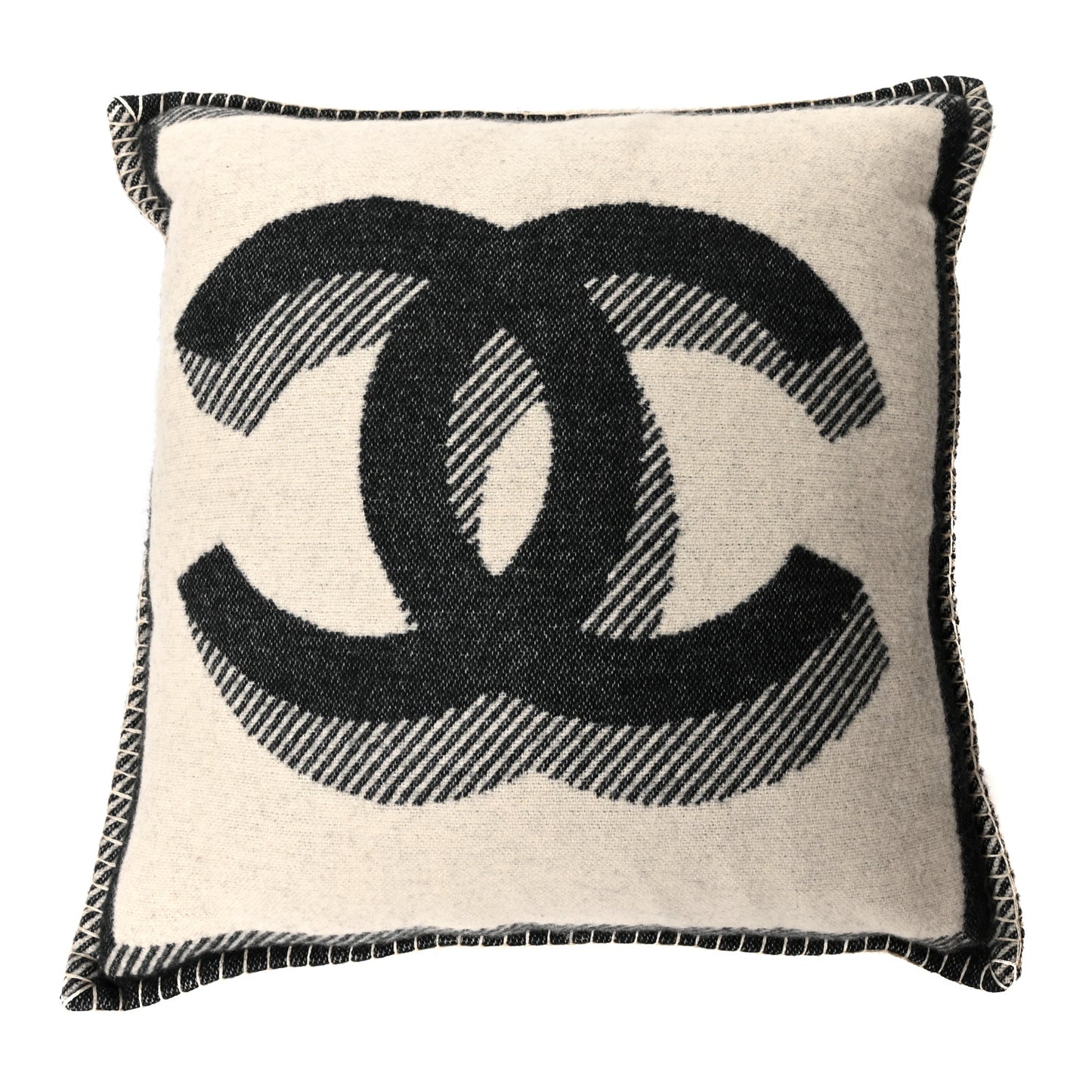 Merino Wool Cashmere CC Pillow Beige Black