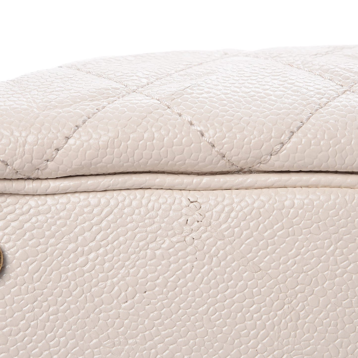 Glazed Caviar Quilted Small Shiva Tote Dark White
