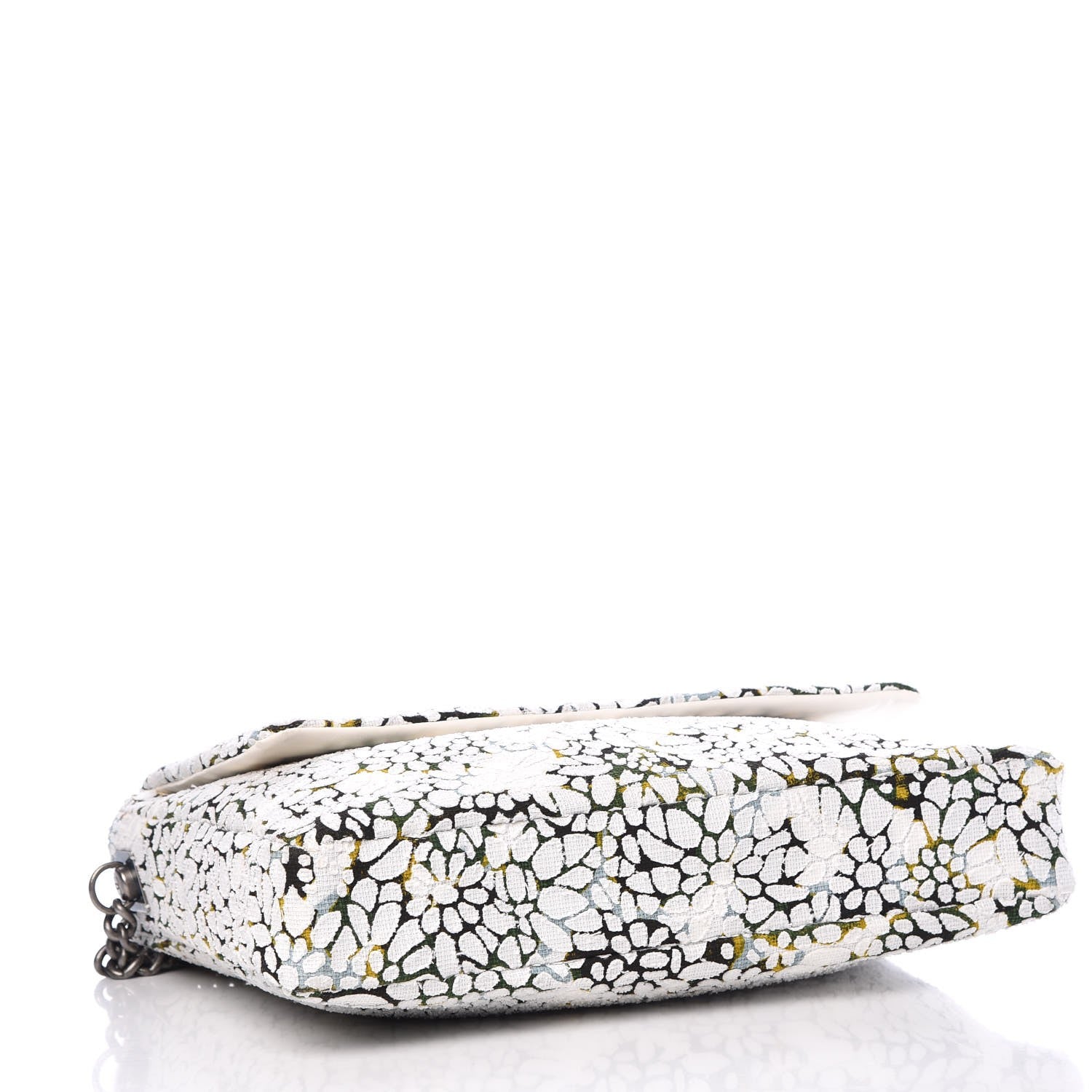 Chanel Tweed Calfskin Floral Messenger Flap Green Black White 4 of 7