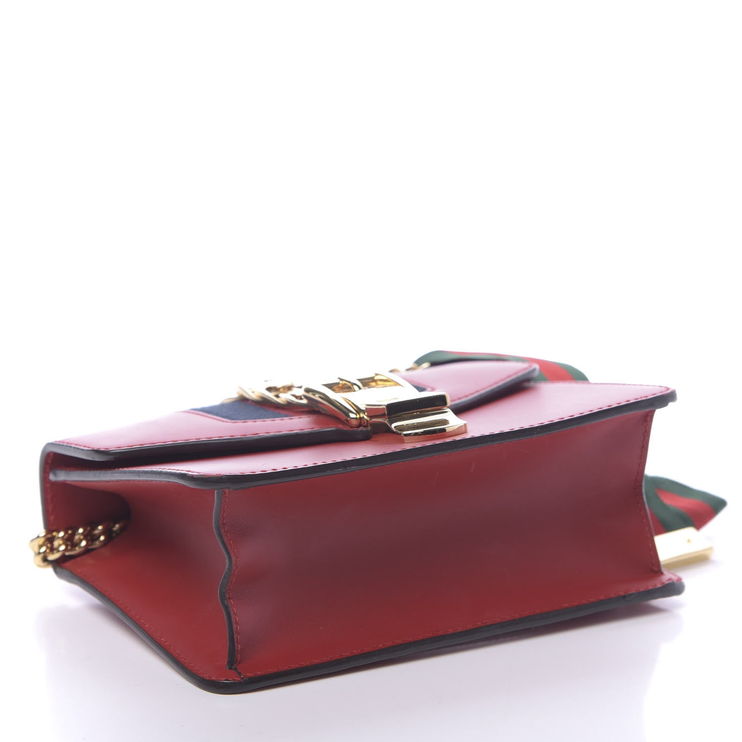 Gucci Calfskin Mini Sylvie Chain Shoulder Bag Hibiscus Red 3 of 9
