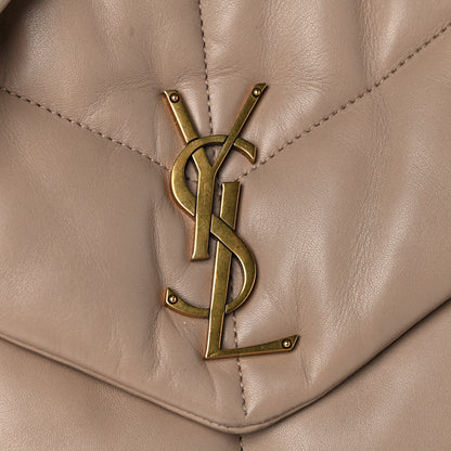 Saint Laurent Lambskin Quilted Medium Loulou Puffer Monogram Chain Satchel Dark Beige 16 of 16