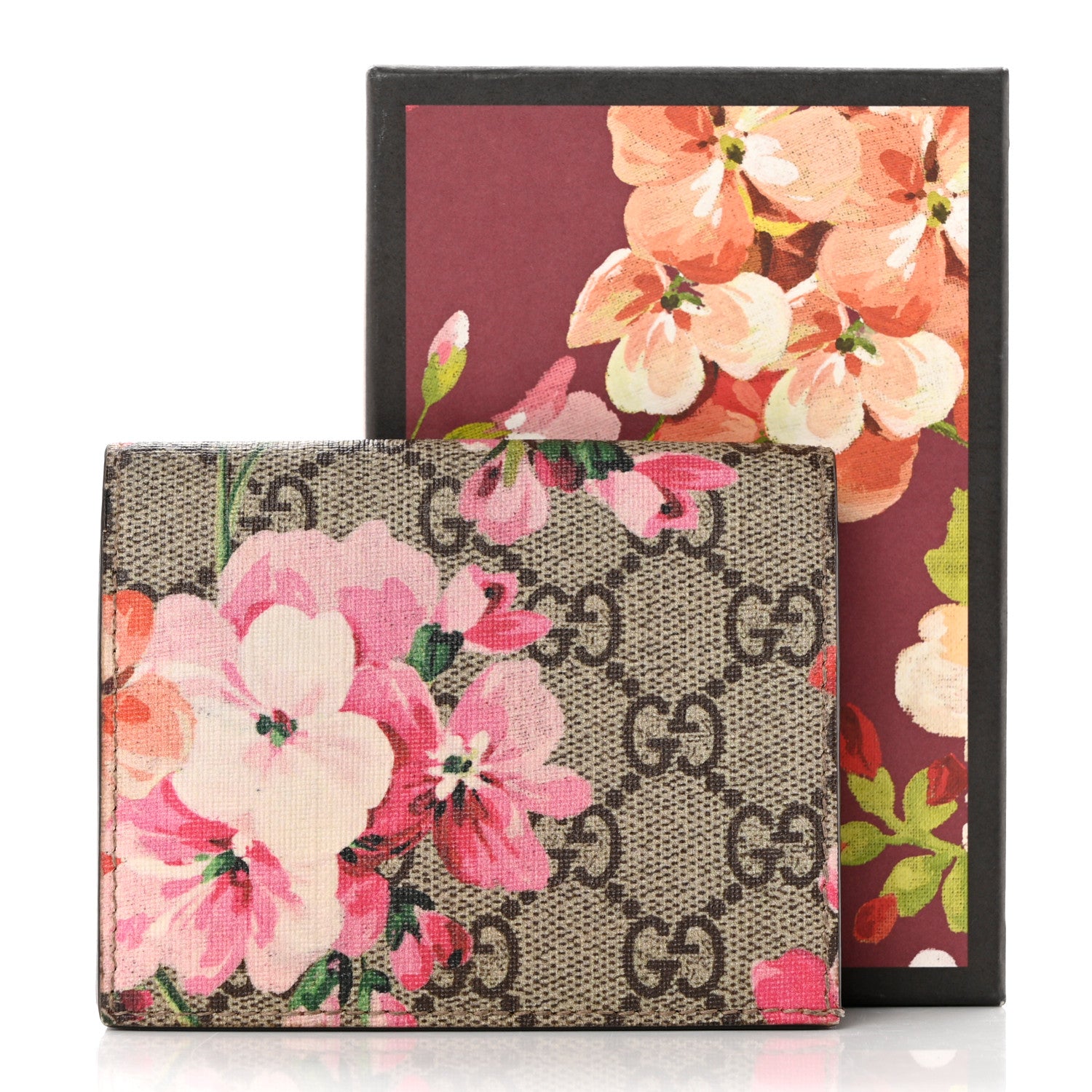 Gucci GG Supreme Monogram Blooms Card Case Beige Multicolor Dry Rose 9 of 9
