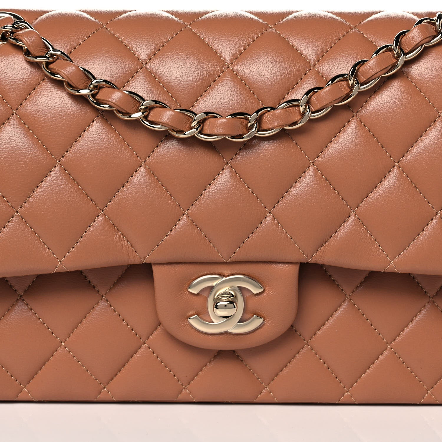 Chanel Lambskin Quilted Medium Double Flap Brown 10 of 12