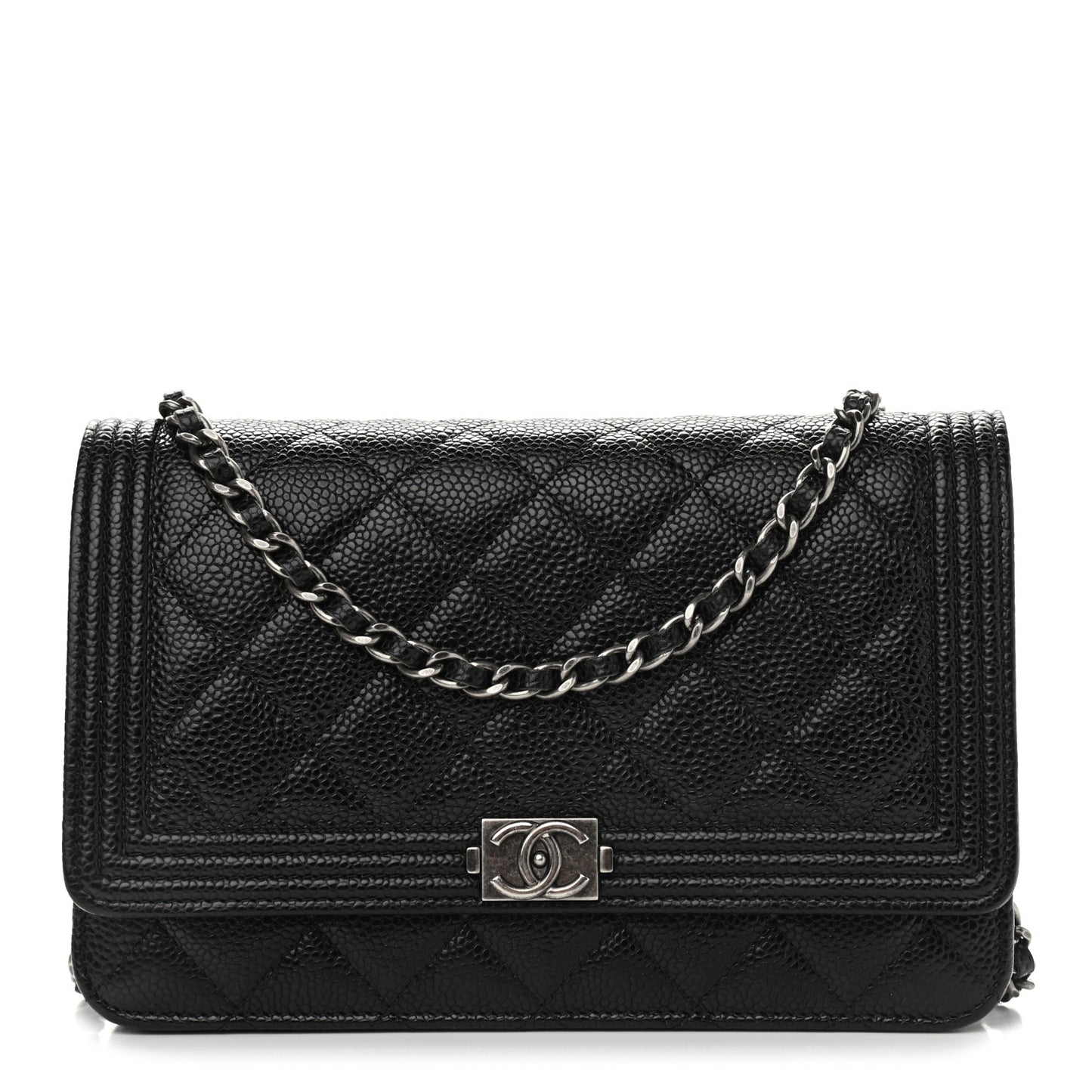 Caviar Quilted Boy Wallet On Chain WOC Black