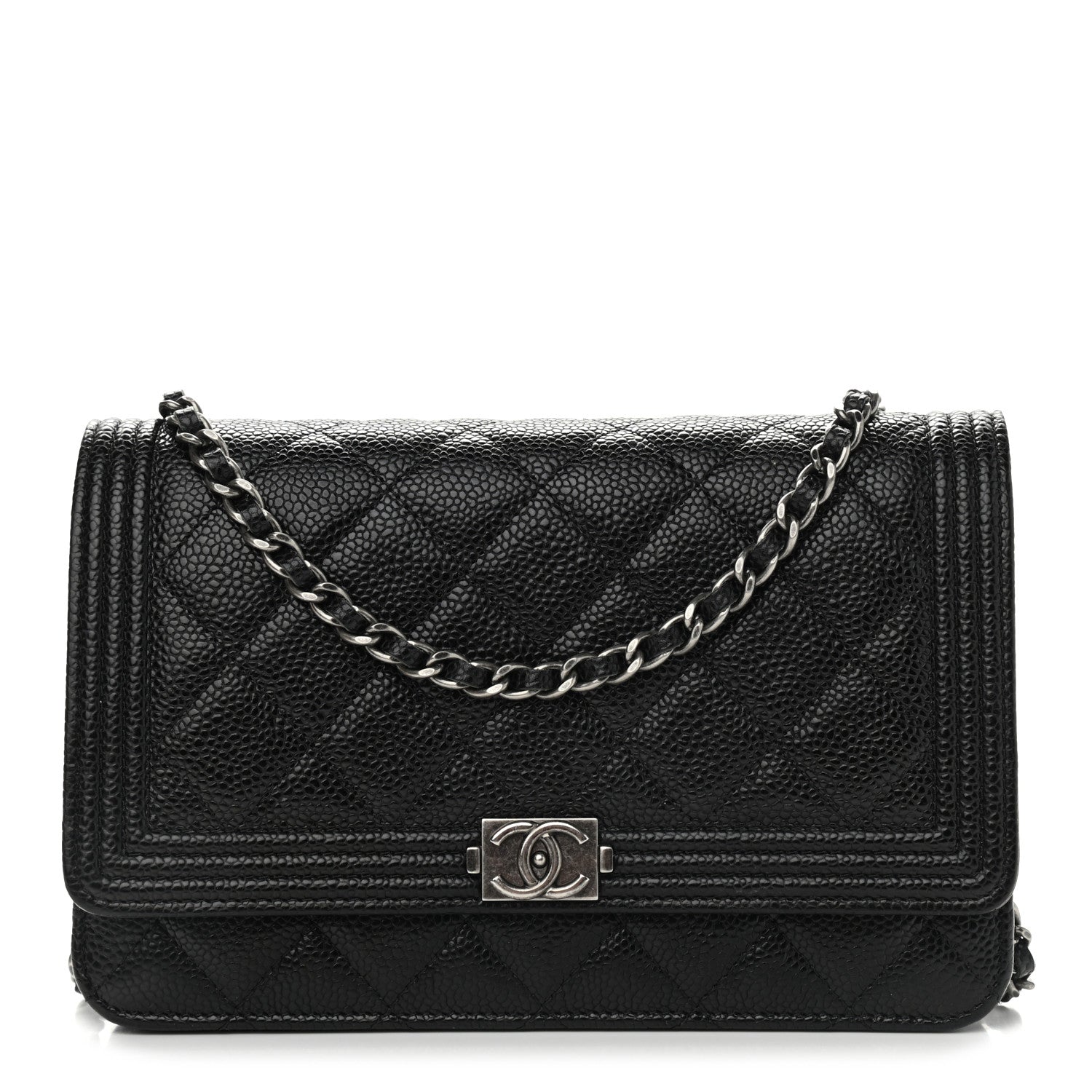 Chanel Caviar Quilted Boy Wallet On Chain WOC Black 1 of 11