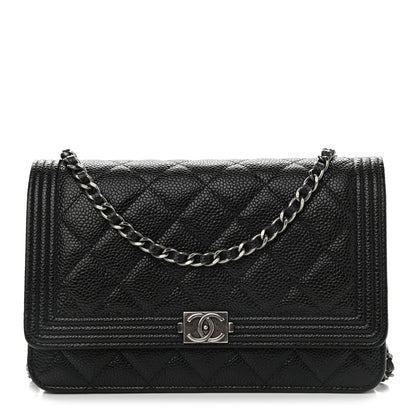 Chanel Caviar Quilted Boy Wallet On Chain WOC Black 1 of 11