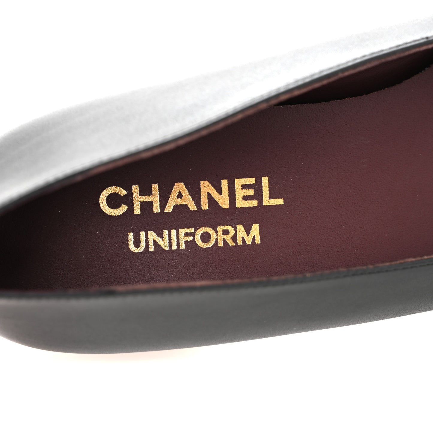 Lambskin Cap Toe CC Uniform Ballerina Flats 37 Black