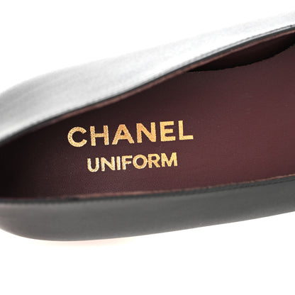 Chanel Lambskin Cap Toe CC Uniform Ballerina Flats 37 Black 8 of 11