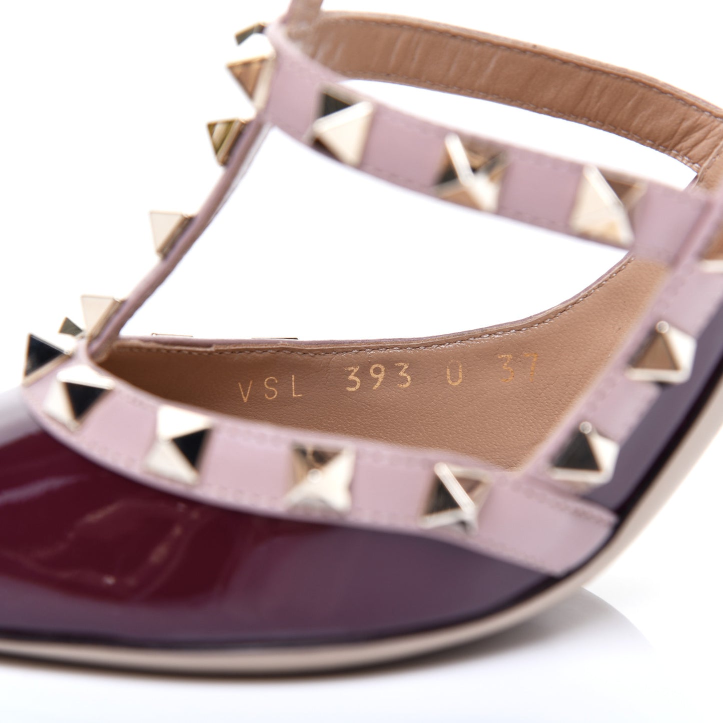 Patent Nappa Rockstud Ankle Strap 100mm Pumps 37 Rubin Poudre