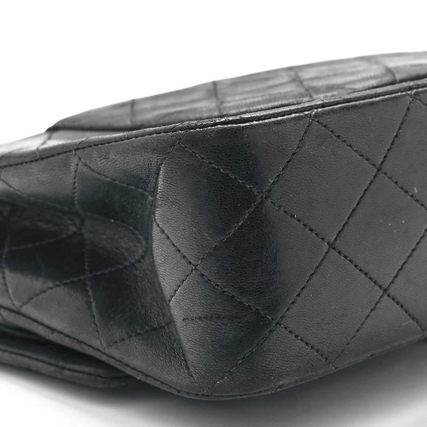 Lambskin Quilted Medium Double Flap Black