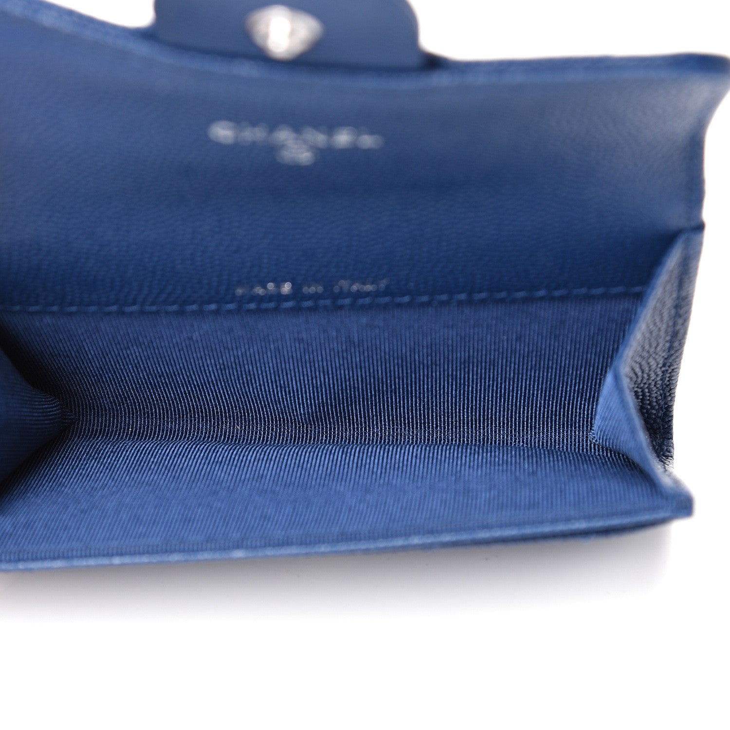 Chanel Caviar Chevron Quilted Flap Card Holder Dark Blue 4 of 8