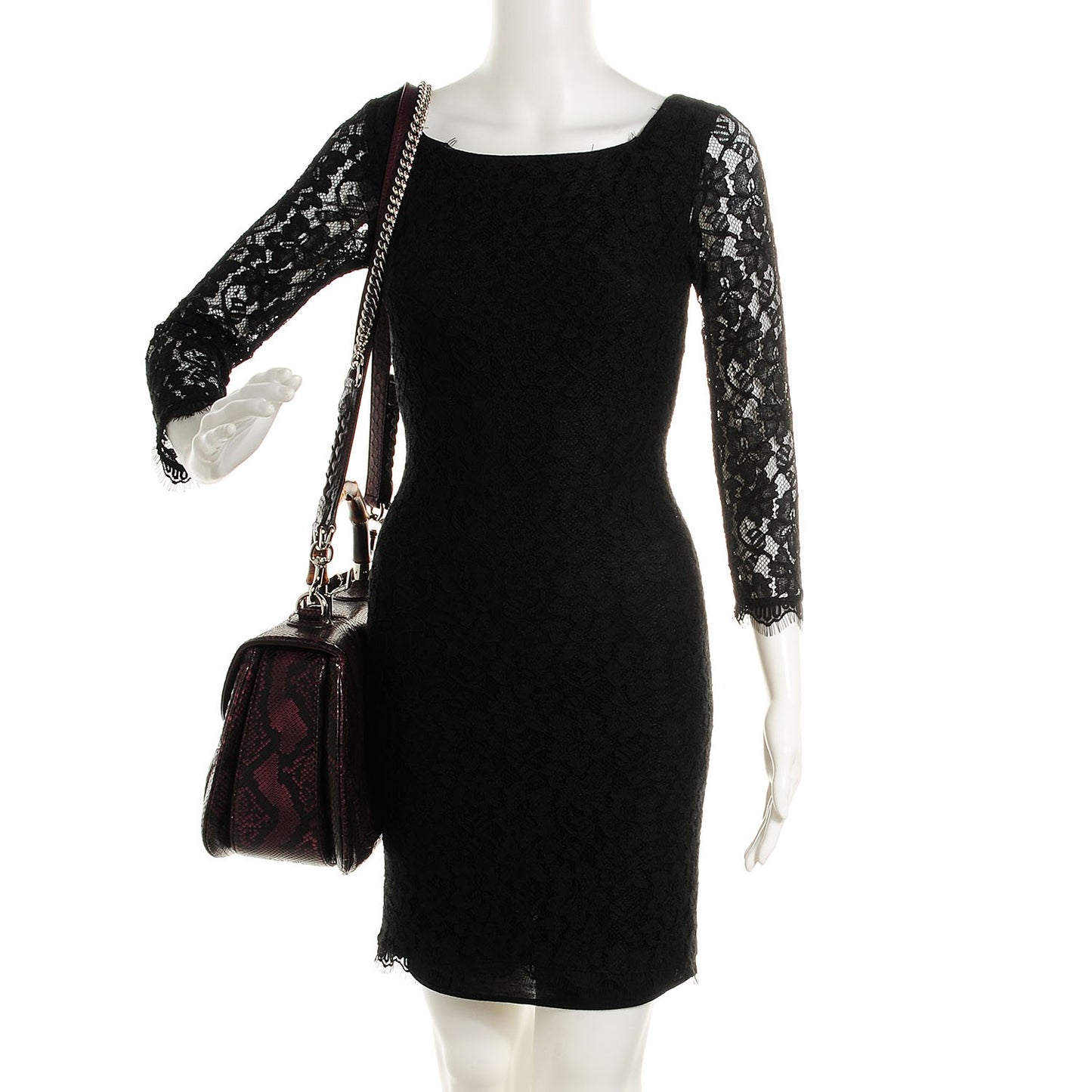 Python Large New Bamboo Top Handle Bag Bordeaux
