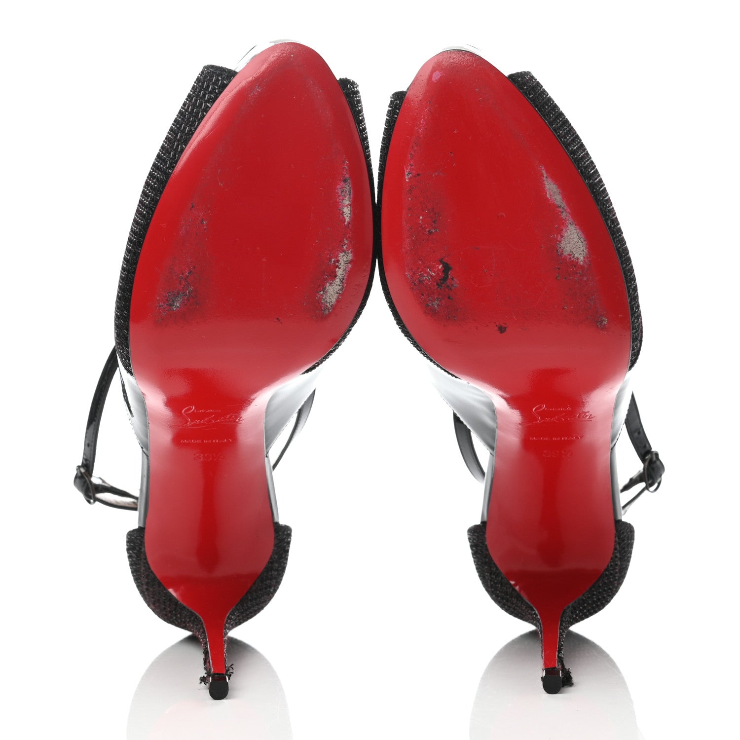 Christian Louboutin Patent Glitter Mira Bella 120 Sandals 39.5 Black 5 of 9