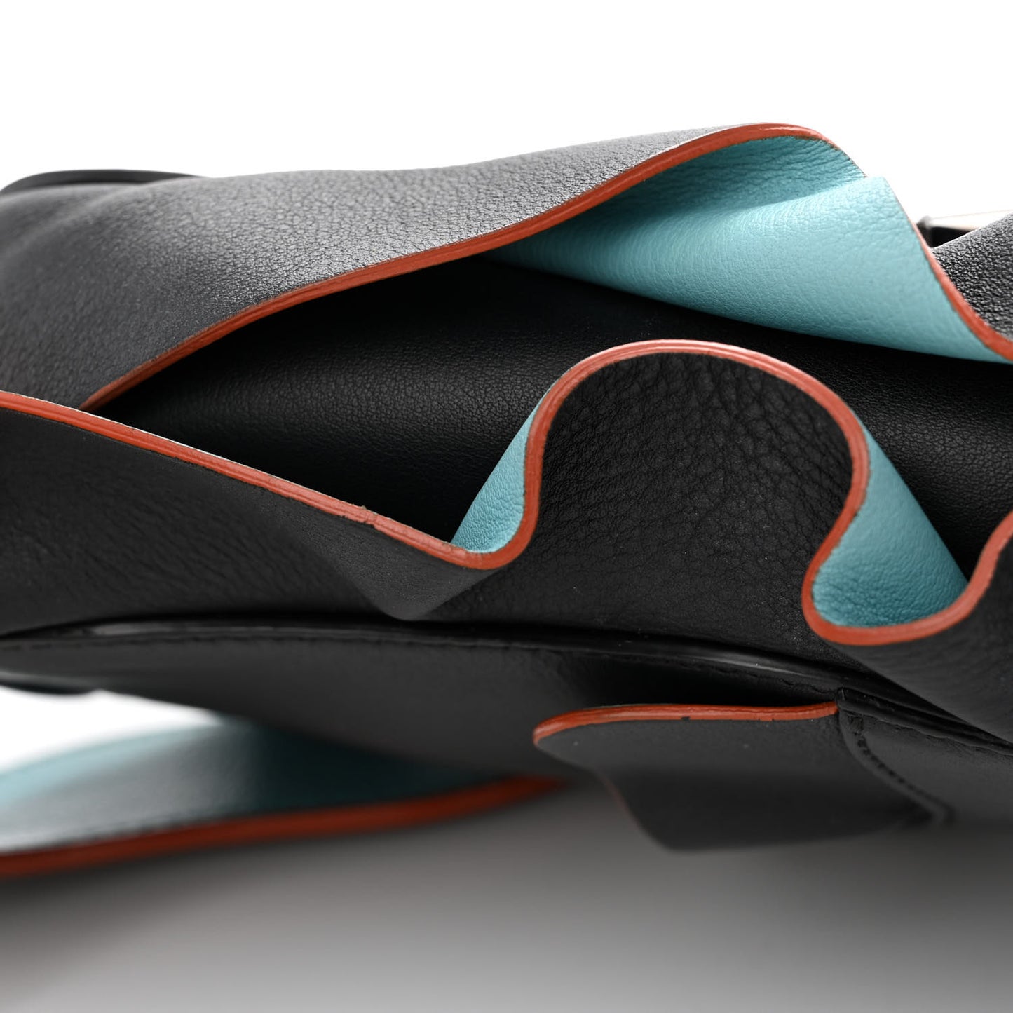 Calfskin Waves Baguette Black Turchese