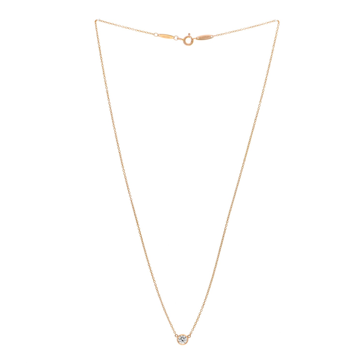 Tiffany 18K Yellow Gold Diamond .28ct Elsa Peretti Diamonds by the Yard Pendant Necklace 3 of 9