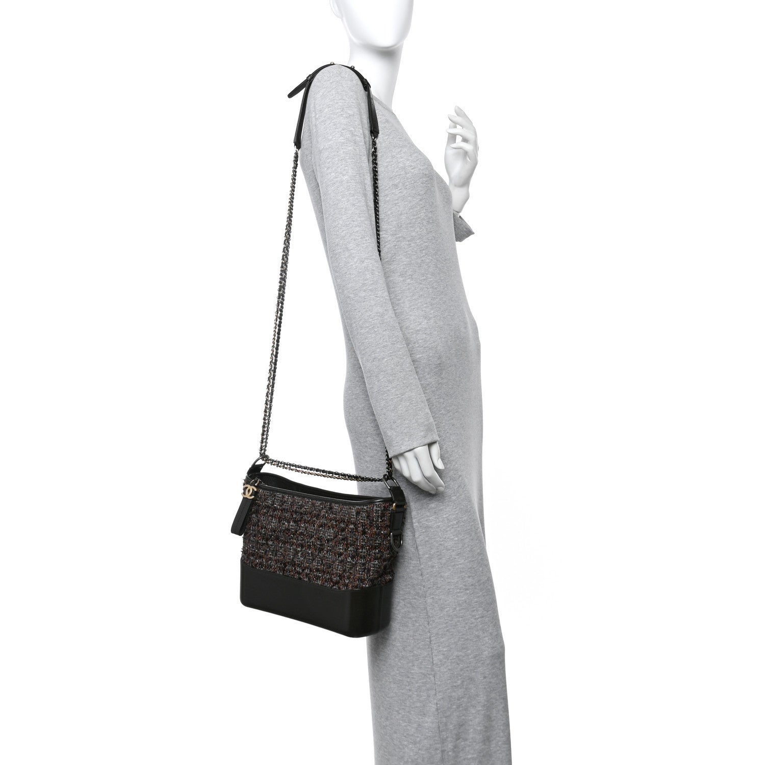Chanel Tweed Calfskin Medium Gabrielle Hobo Brown 2 of 13