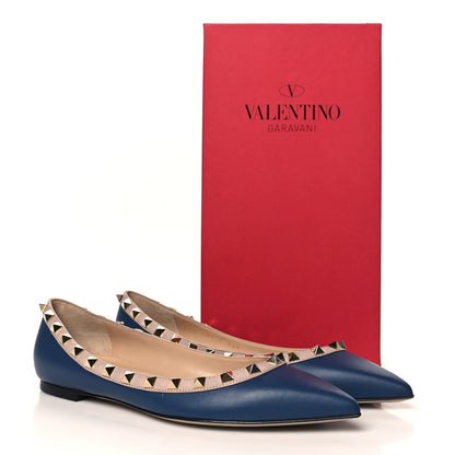 Valentino Garavani Calfskin Nappa Rockstud Ballerina Flats 36.5 Indigo Poudre 10 of 10