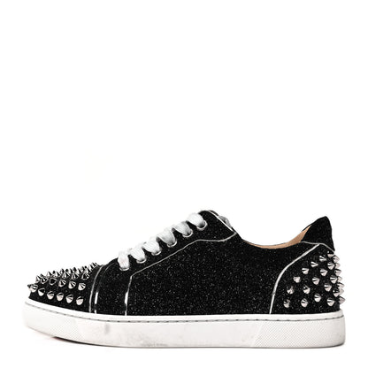 Christian Louboutin Crosta CometeSpikes Womens Vieira 2 Flat Crosta Comete Sneakers 37 Black Silver 1 of 9