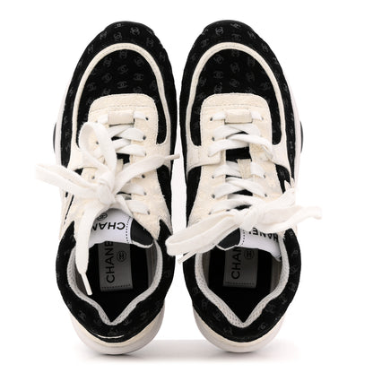 Chanel Nylon Suede Calfskin Printed CC Sneakers 36 White Black 2 of 8