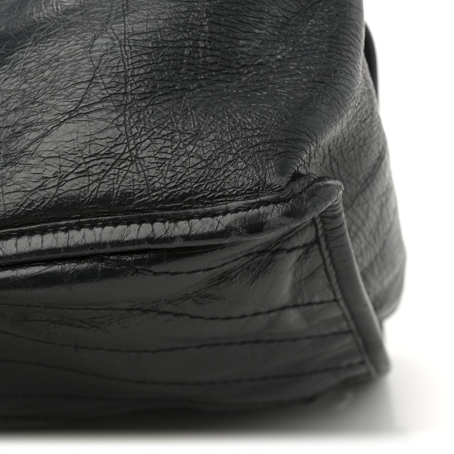 Crinkled Calfskin Matelasse Monogram Large Niki Chain Satchel Black