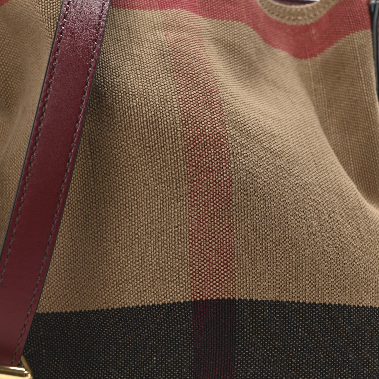 Canvas Mega Check Mini Ashby Tassel Crossbody Burgundy Red