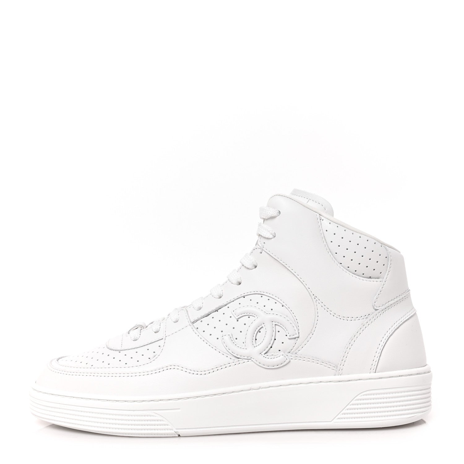 Chanel Calfskin CC High Top Sneaker 40 White 1 of 6