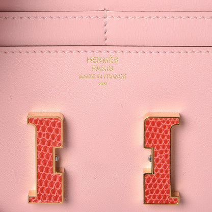 Hermes Tadelakt Lizard Constance Short Wallet Rose Sakura Bougainvillea 9 of 15