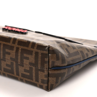 Fendi X FILA Glazed Fabric Vitello Century FF 1974 Mania Pouch Mogano Panna Blueberry 9 of 9