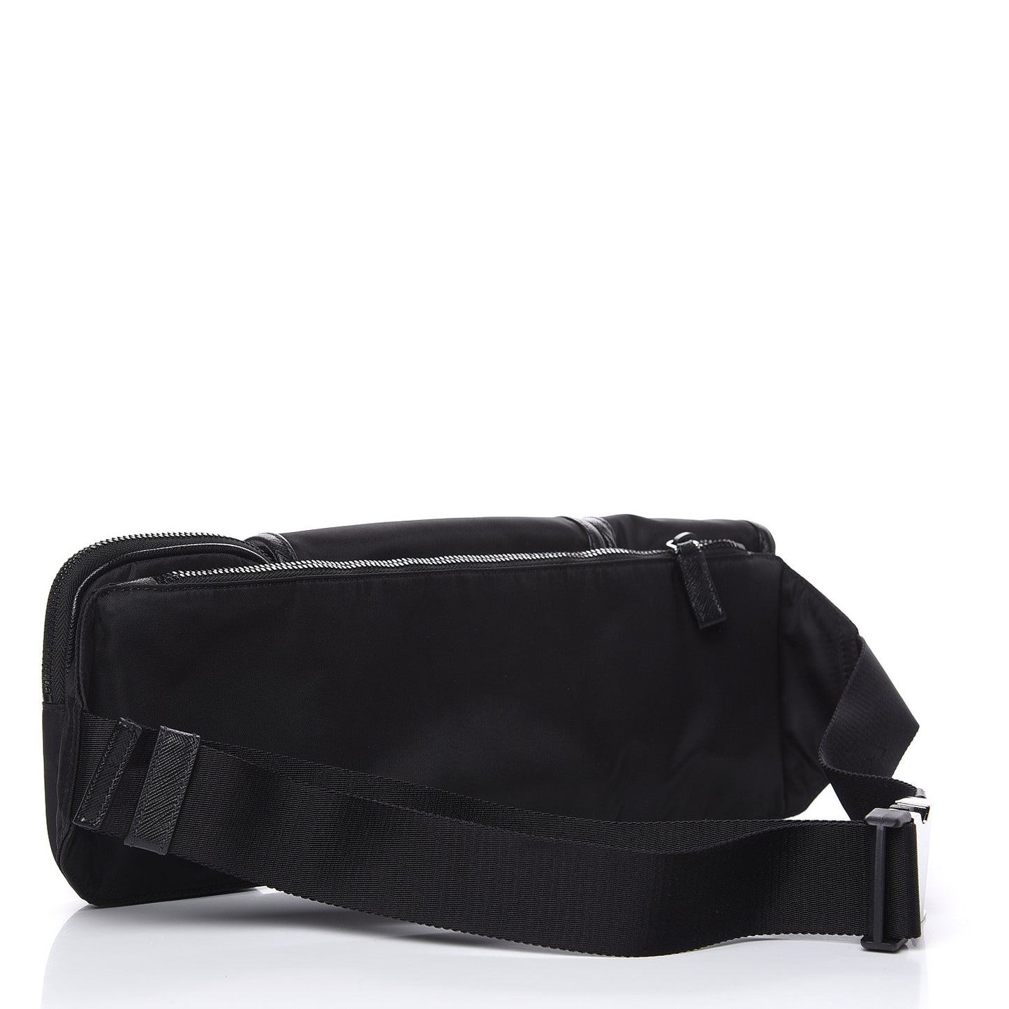 Tessuto Nylon Saffiano Marsupio Triple Pocket Belt Bag Black