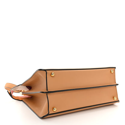 Fendi Vitello Seta Nappa FF Striped Embossed Medium Peekaboo I SEE U Satchel Miele Scuro Multicolor 4 of 9