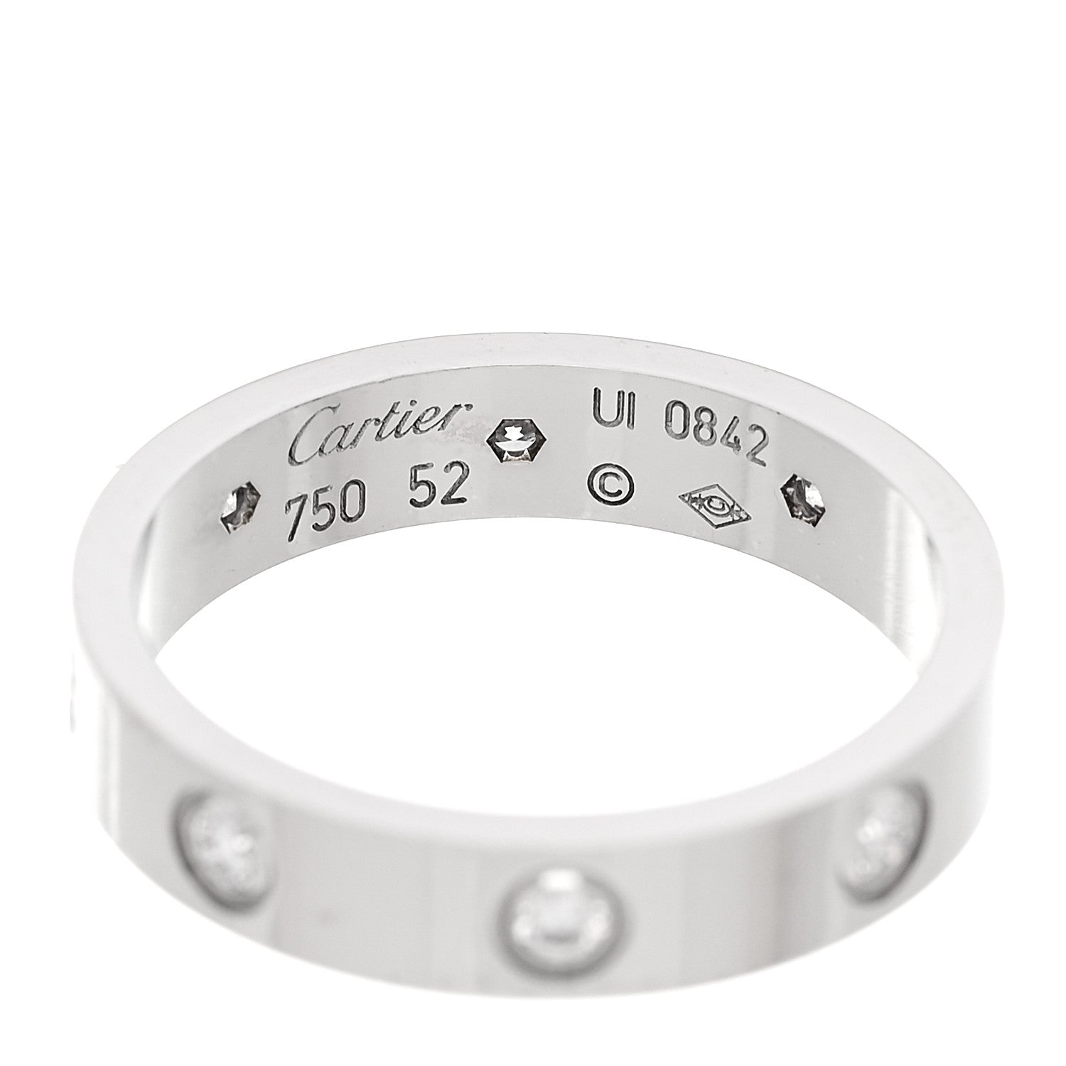 Cartier 18K White Gold 8 Diamond 4mm Wedding Band LOVE Ring 52 6 4 of 5